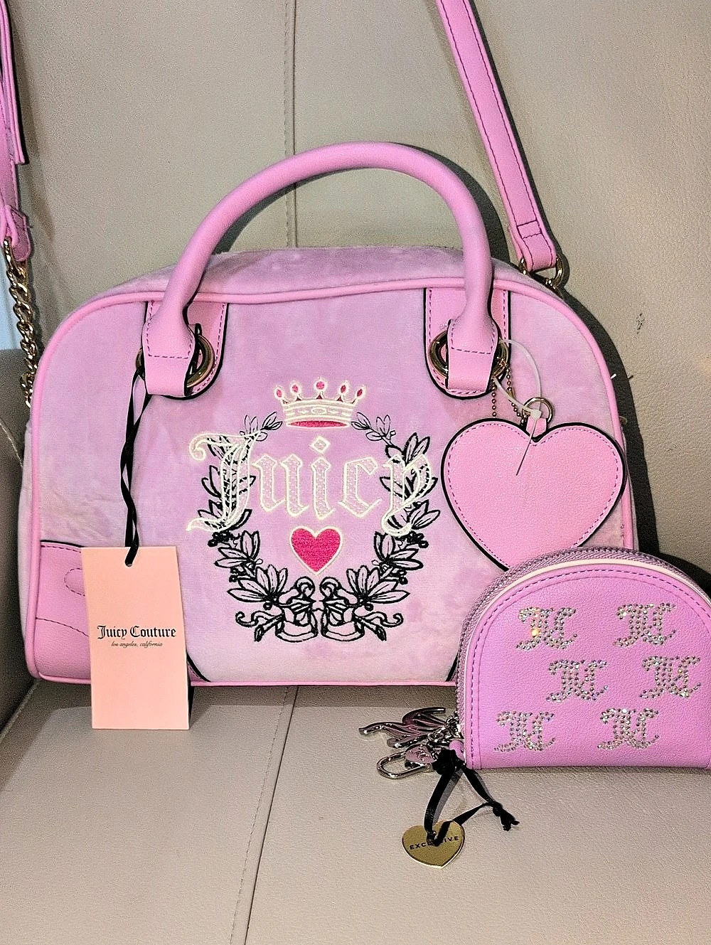 Juicy Couture Heritage Bowler Pink Satchel And Wallet - NWT